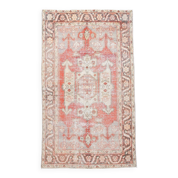 Red & Cream Oriental Pattern Vintage Rug, 141x240Cm
