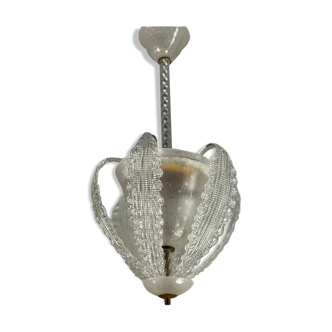 Venetian Chandelier In Colorless Murano Glass Circa 1950