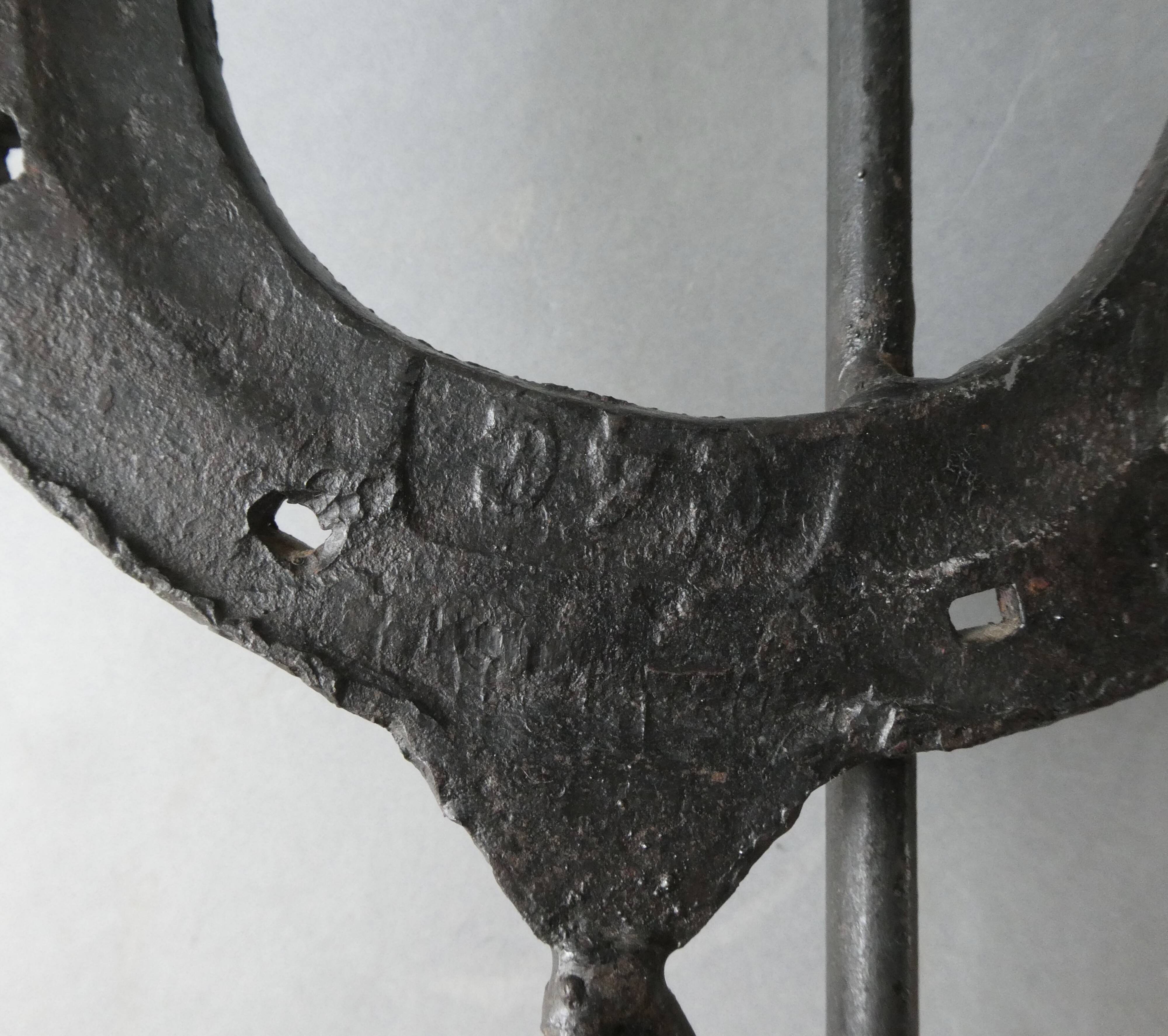 Rooster candle holder in wrought iron, brutalist