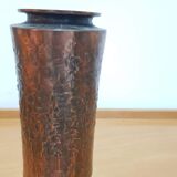 Brutalist Hammered Copper Vase by László Dömötör, Hungary, 1970s