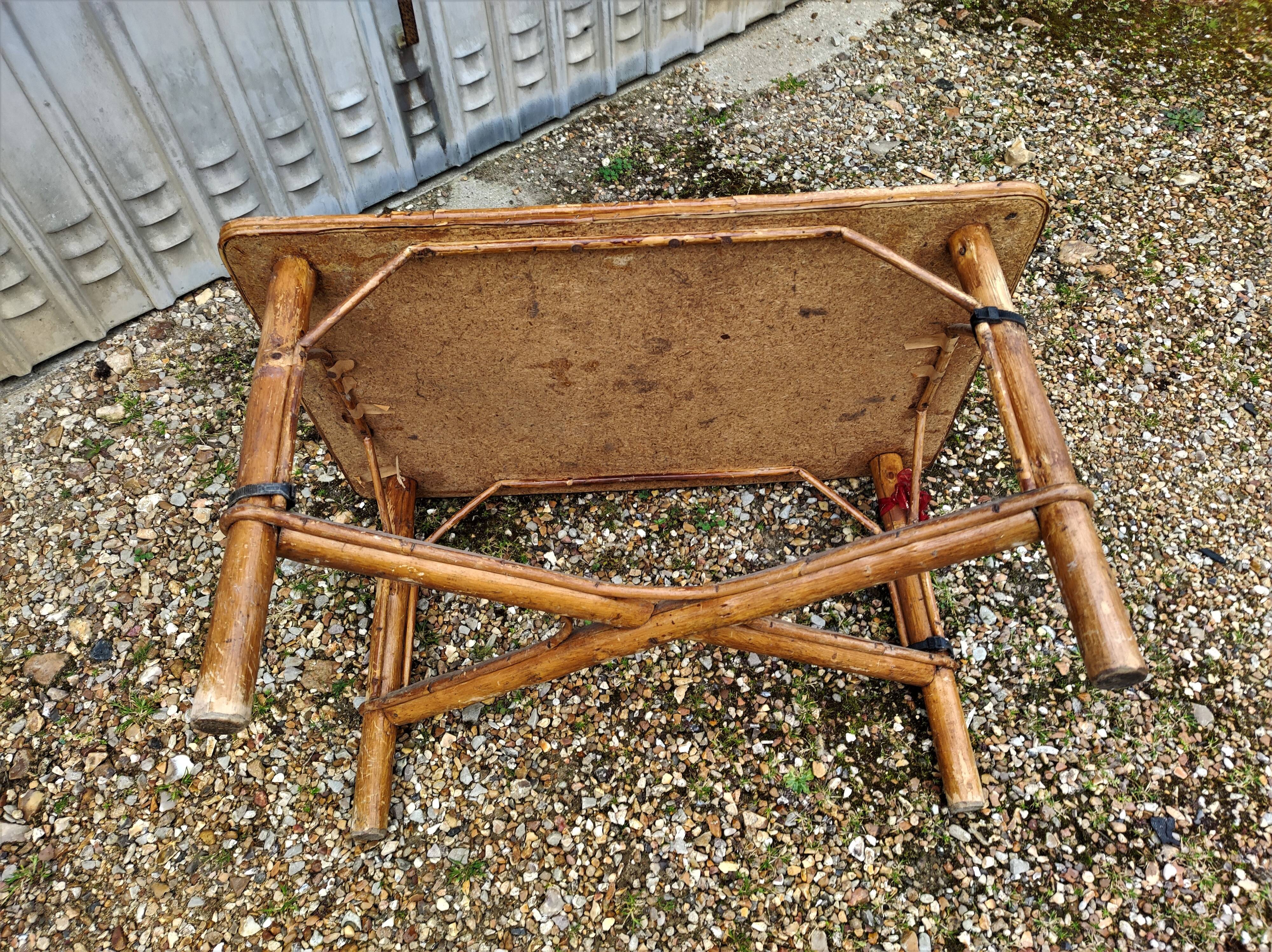 Vintage wicker rattan coffee table