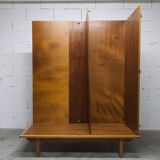 1970 Scandinavian wardrobe with shelves and mirror, 21x126, 2 doors.