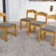 4 Vintage Elm Chairs 1970/1980, 4 seats in solid blond wood