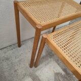 Set of 3 vintage cane nesting coffee tables