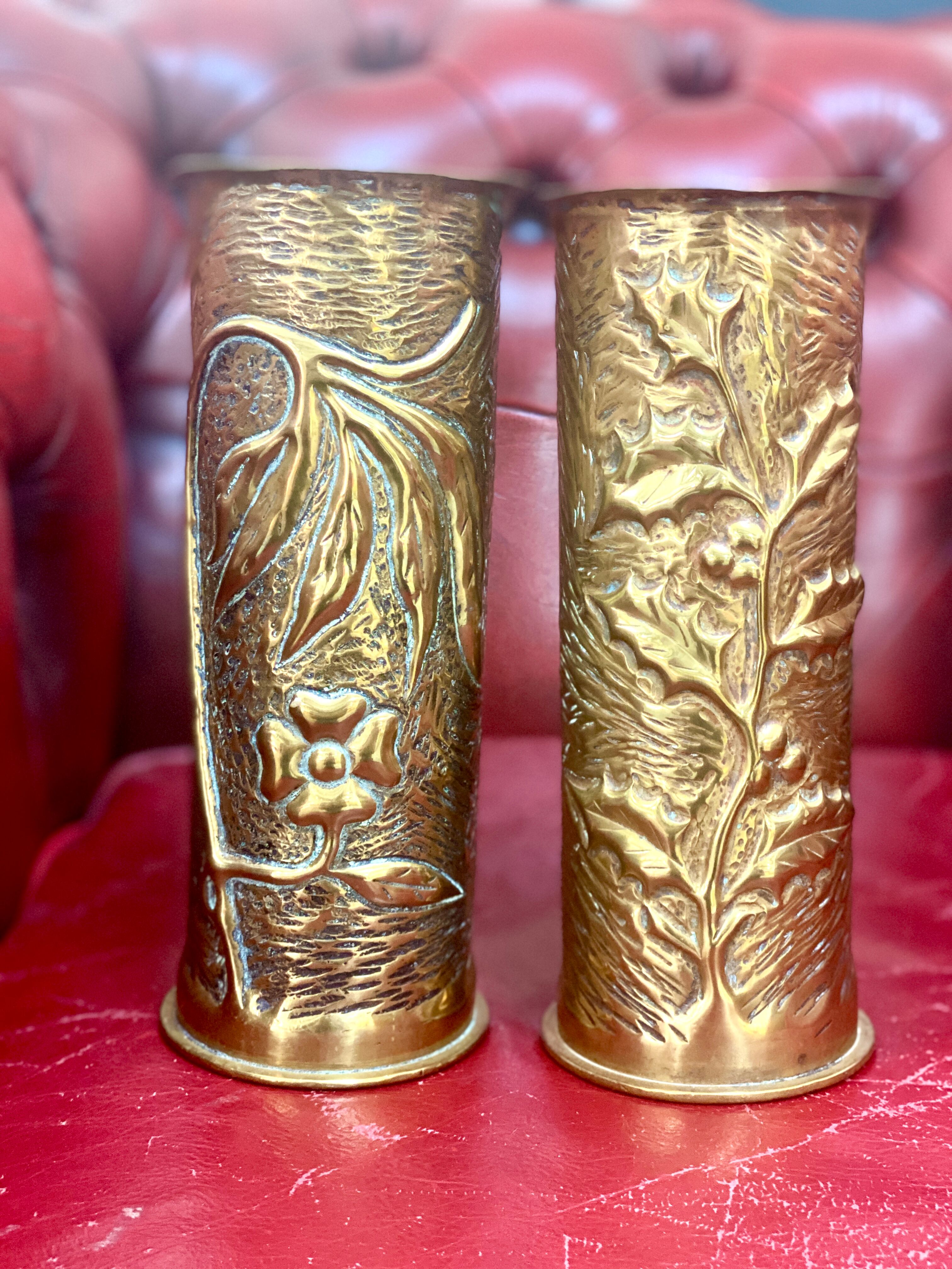 Pair of copper vases - shells 1914-18 - German - trench art