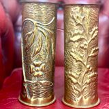 Pair of copper vases - shells 1914-18 - German - trench art