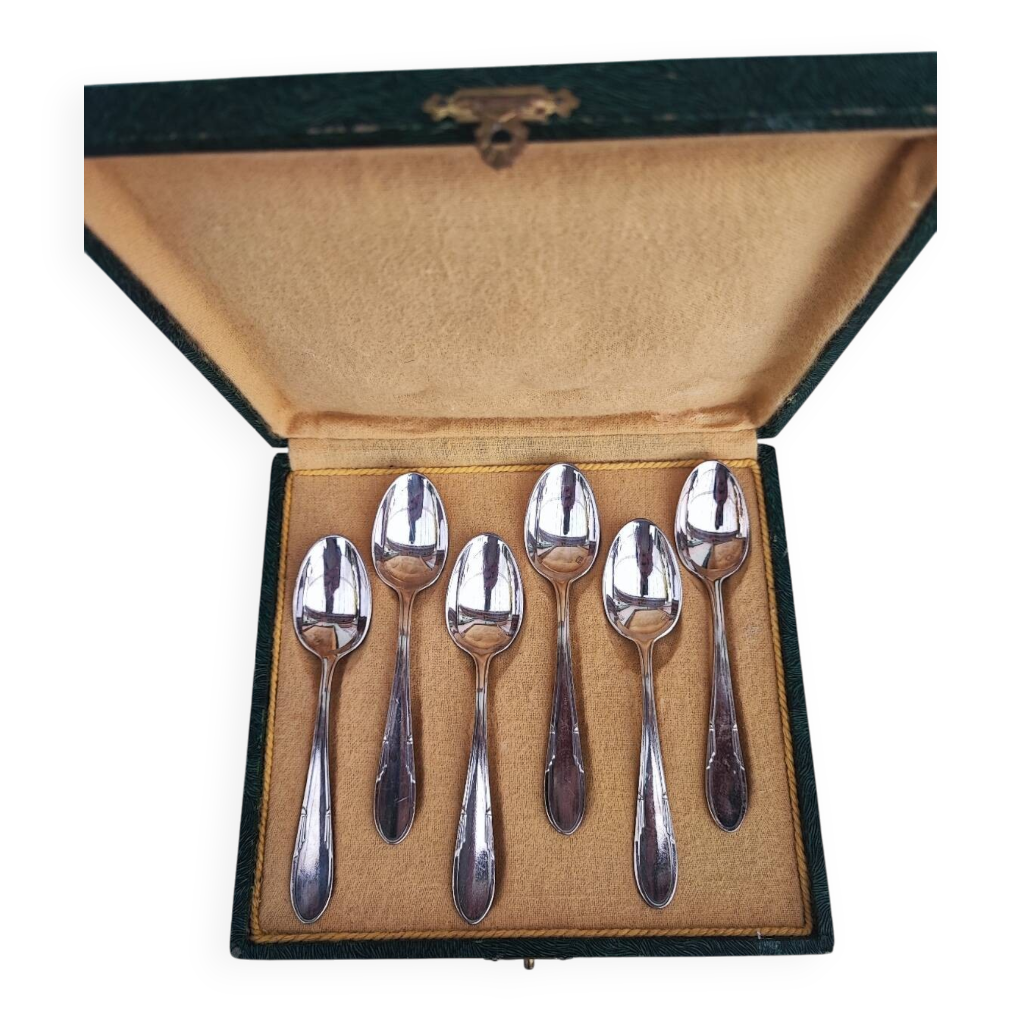 Six silverplated teaspoons
