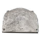 XL Vintage 1970s Italian Ice Glass & Chrome Wall Sconce / Ceiling Flush Lam