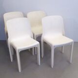 Set of 4 white Selene chairs by Magistretti Artemide