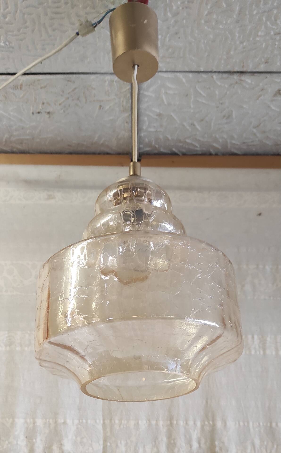 Amber glass Scandinavian suspension style - 1960s-70s