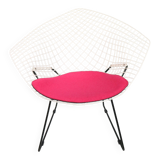 Diamond chair by Harry Bertoia in white & black metal and new seating 1960s