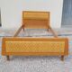 Vintage rattan and solid oak bed 1950s design