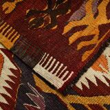 5x9 Dark Red & Cream Turkish Antique Kilim Rug, 150x271Cm