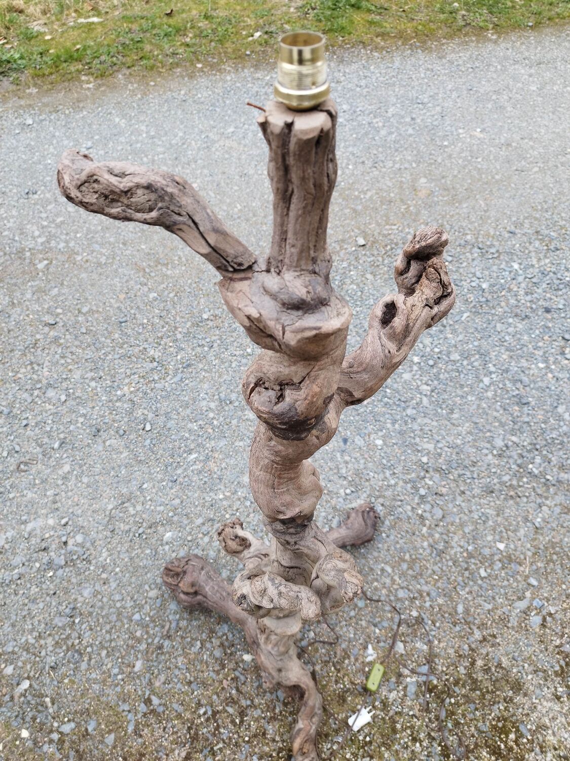 Pair of wooden floor lamps
