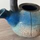 Handcrafted blue raku ceramic teapot – high handle Japanese design