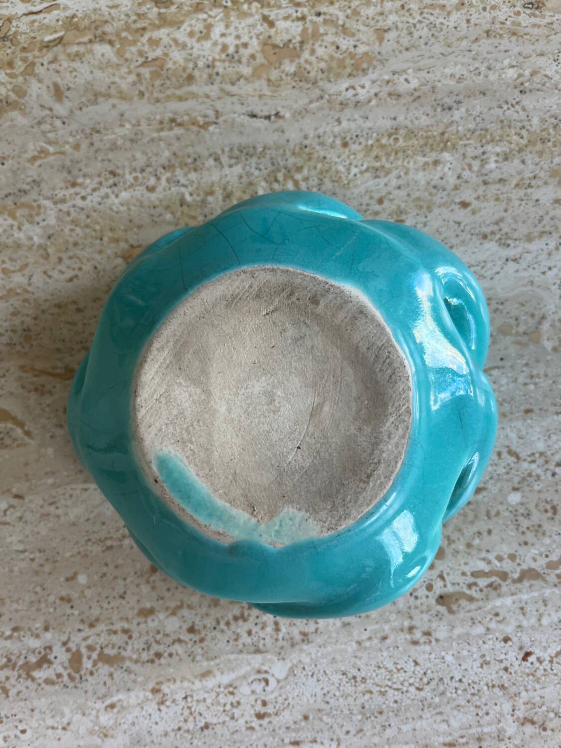 Turquoise blue twisted ceramic candle holder