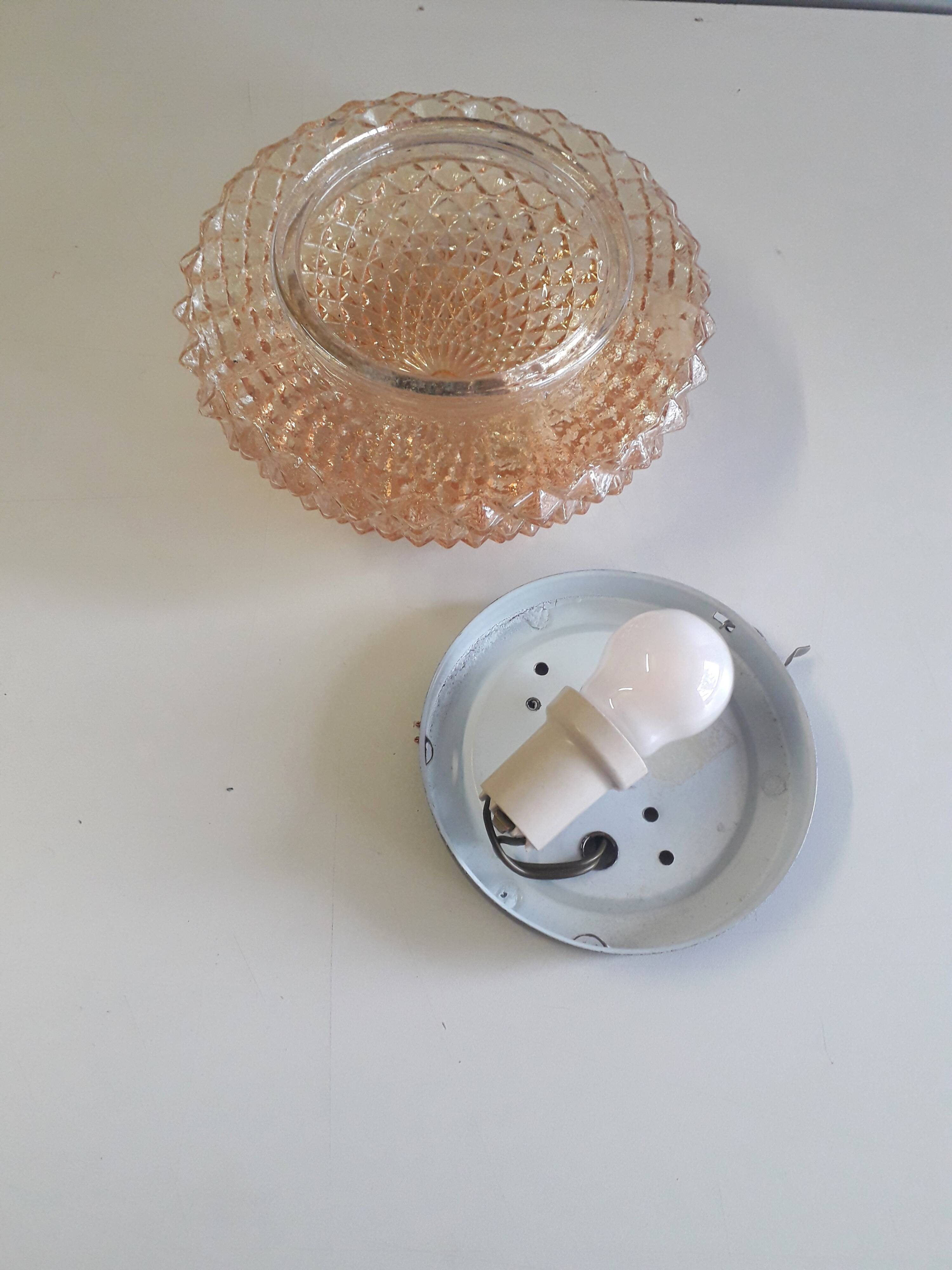 Ceiling light / Wall light - iridescent molded glass with diamond tips - 1970