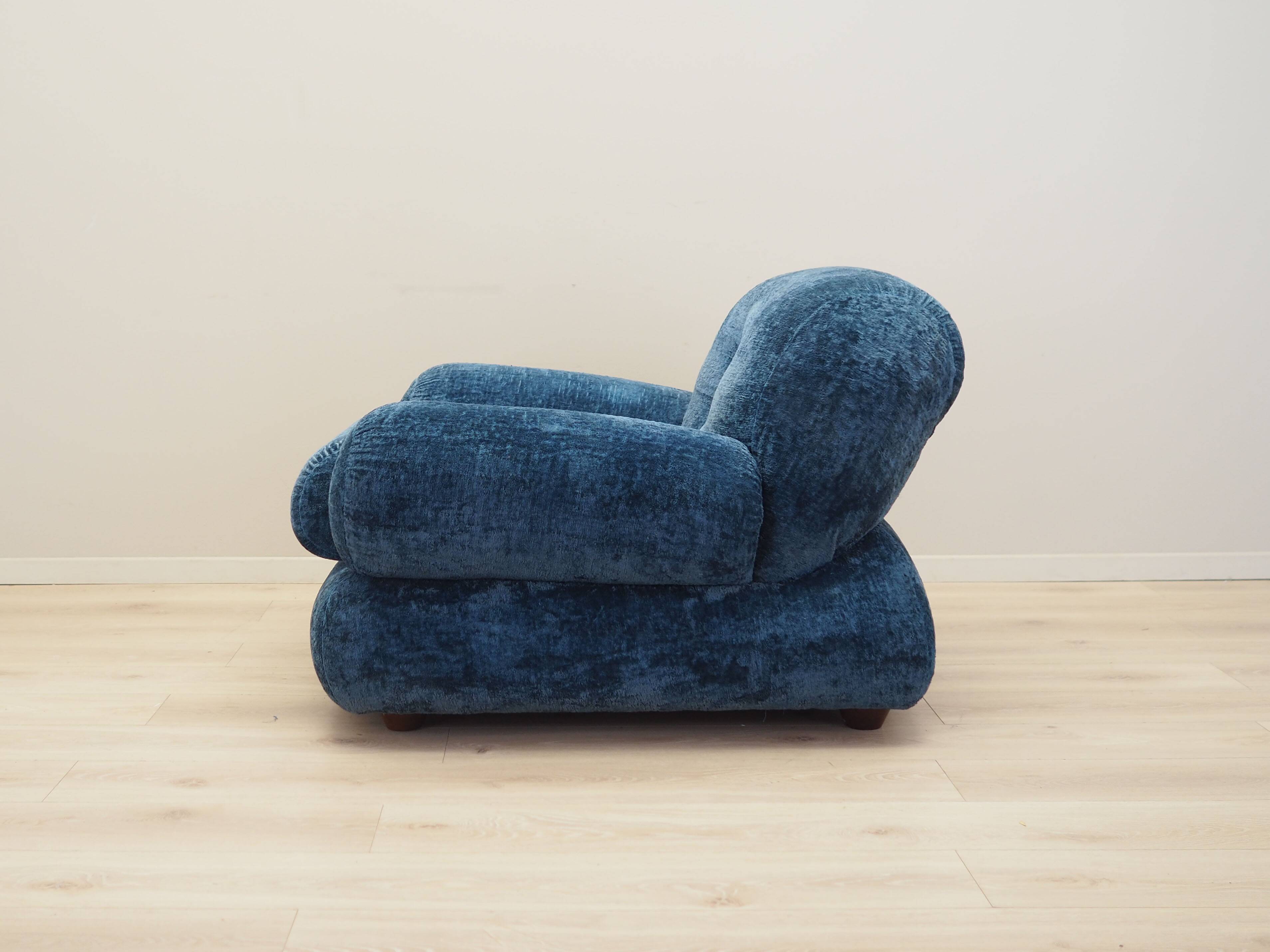 Blue armchair, Italian design, 1970s, production: Italy