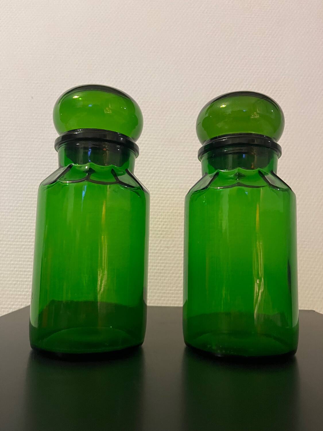 Pair of glass jars