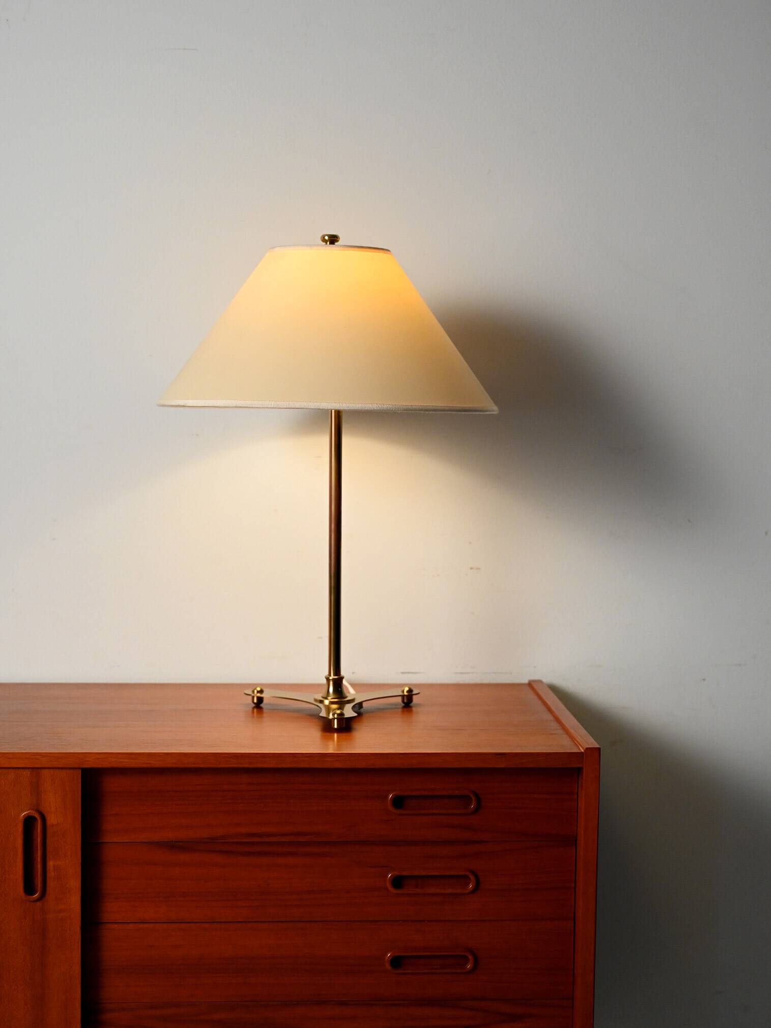Brass table lamp by Josef Frank, original shade