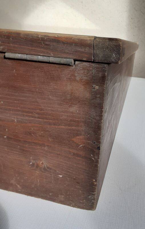 Old sloping pine display case