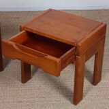 Paire de tables de chevet en orme Maison Regain, 1970