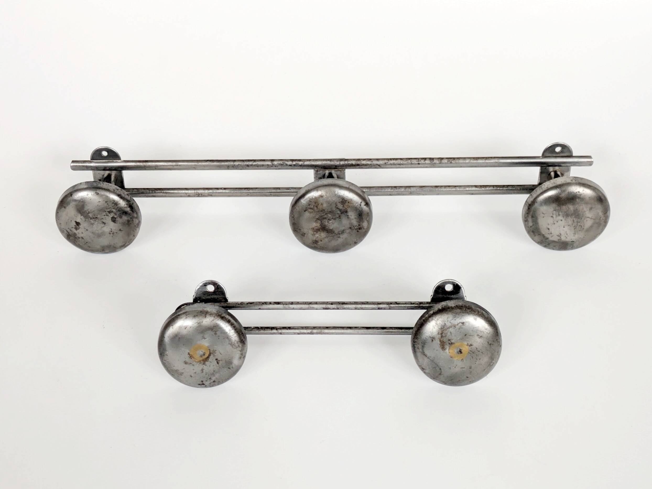 Pair of wall hooks in steel, industrial style, 1950s