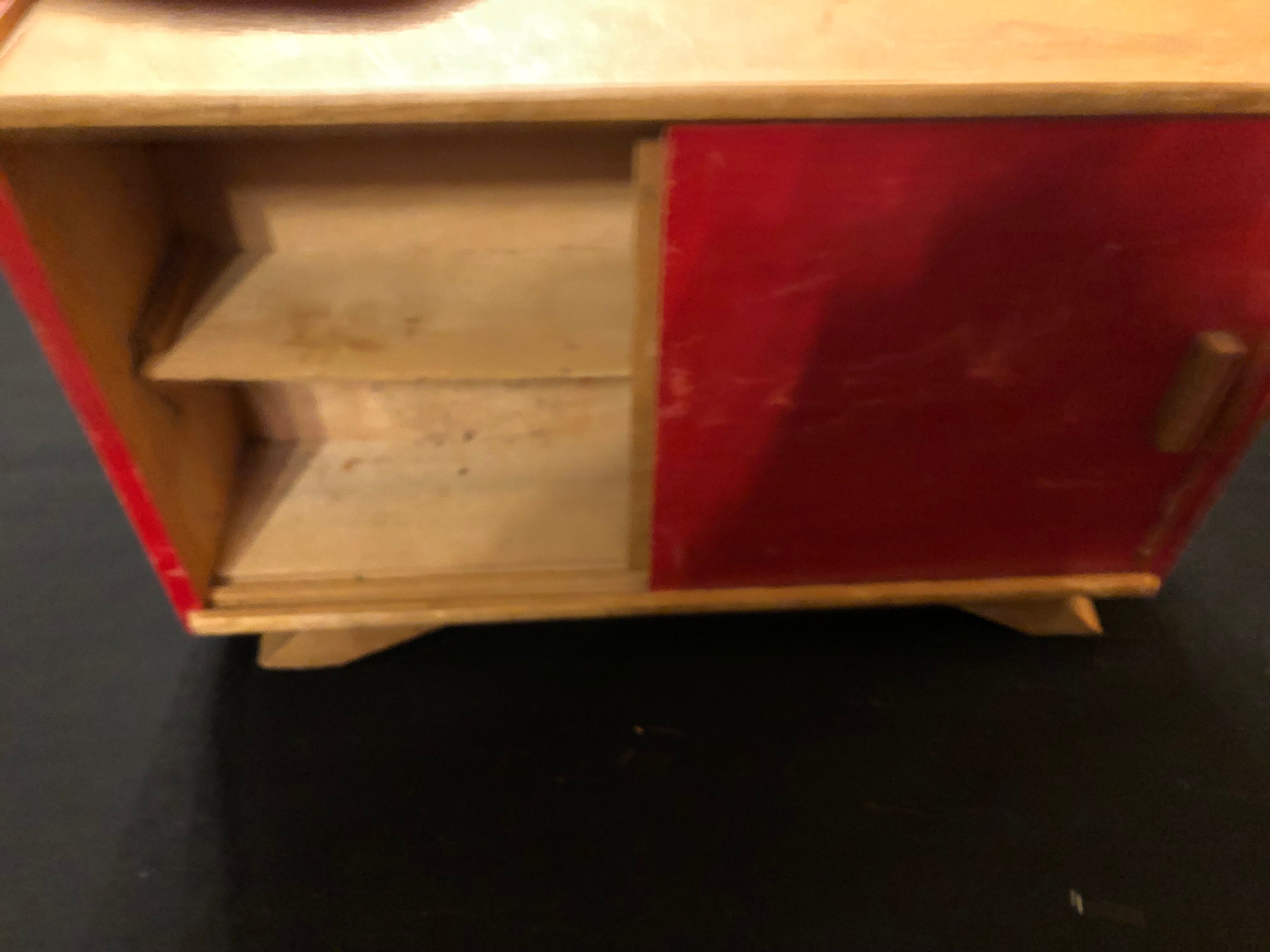 Vintage wooden doll cabinet