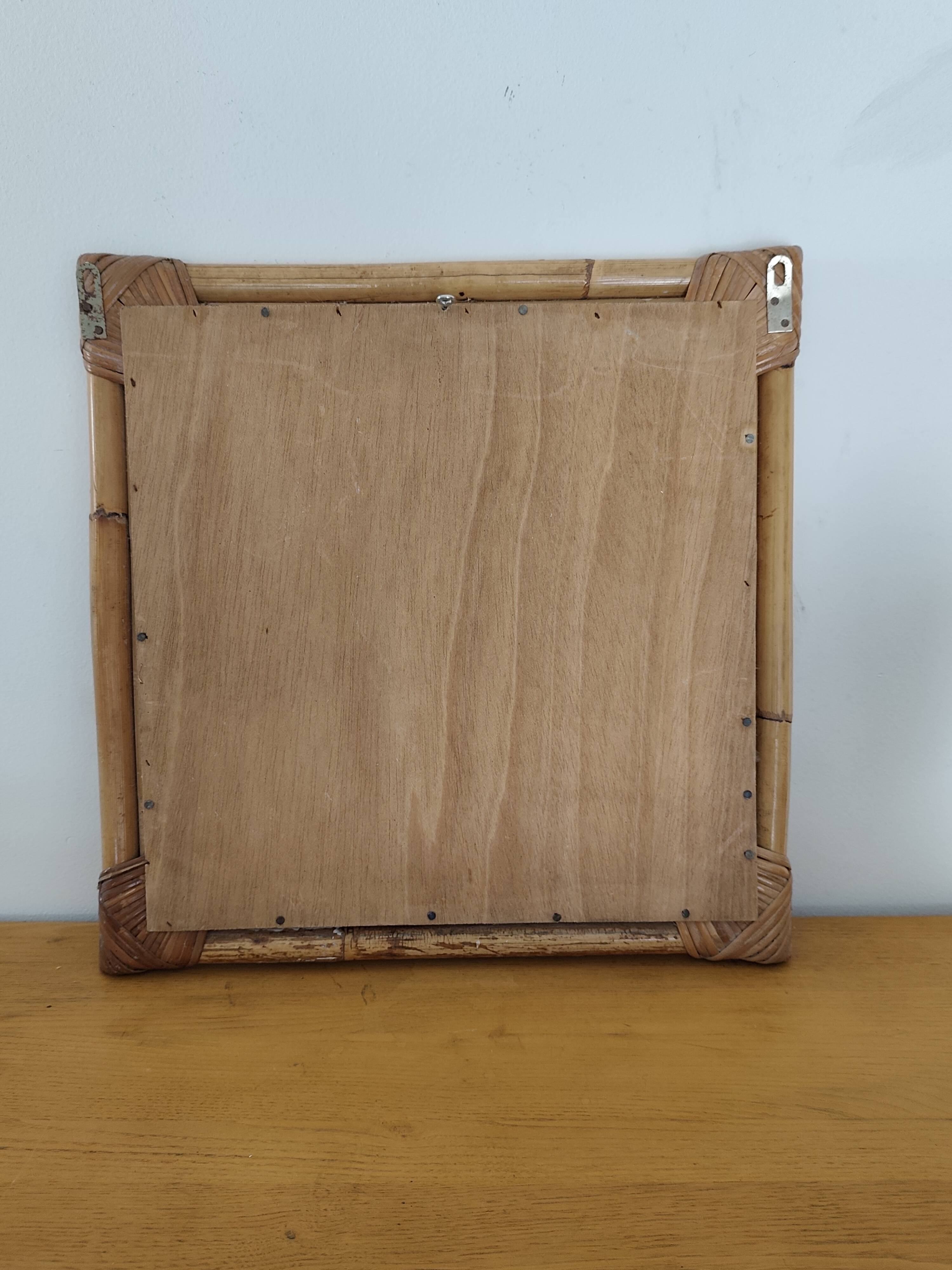 Woven bamboo mirror in natural tone