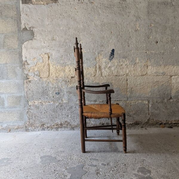 Fauteuil en bois et paille