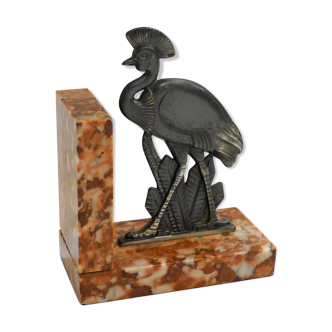 Art Deco bird bookend on marble