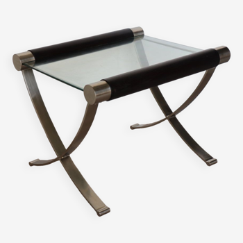 Minimalist coffee table in steel and glass, 1970