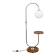 1930s Czechoslovak Art Deco chrome floor lamp with milk glass globe and table