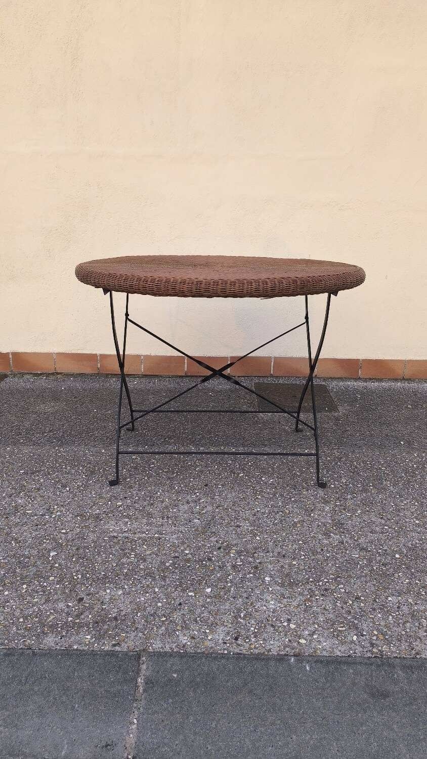 Wicker and wrought iron table 1960