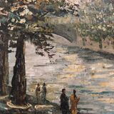 Oil on canvas representing Notre-Dame de Paris post-impressionist