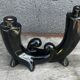 Vallauris Black Ceramic Candle Holder from the 50s