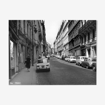 Photo print framed Paris in 1965 rue pigalle by day