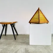 Teakwood Pyramid Table Lamp, Italy, 1970S