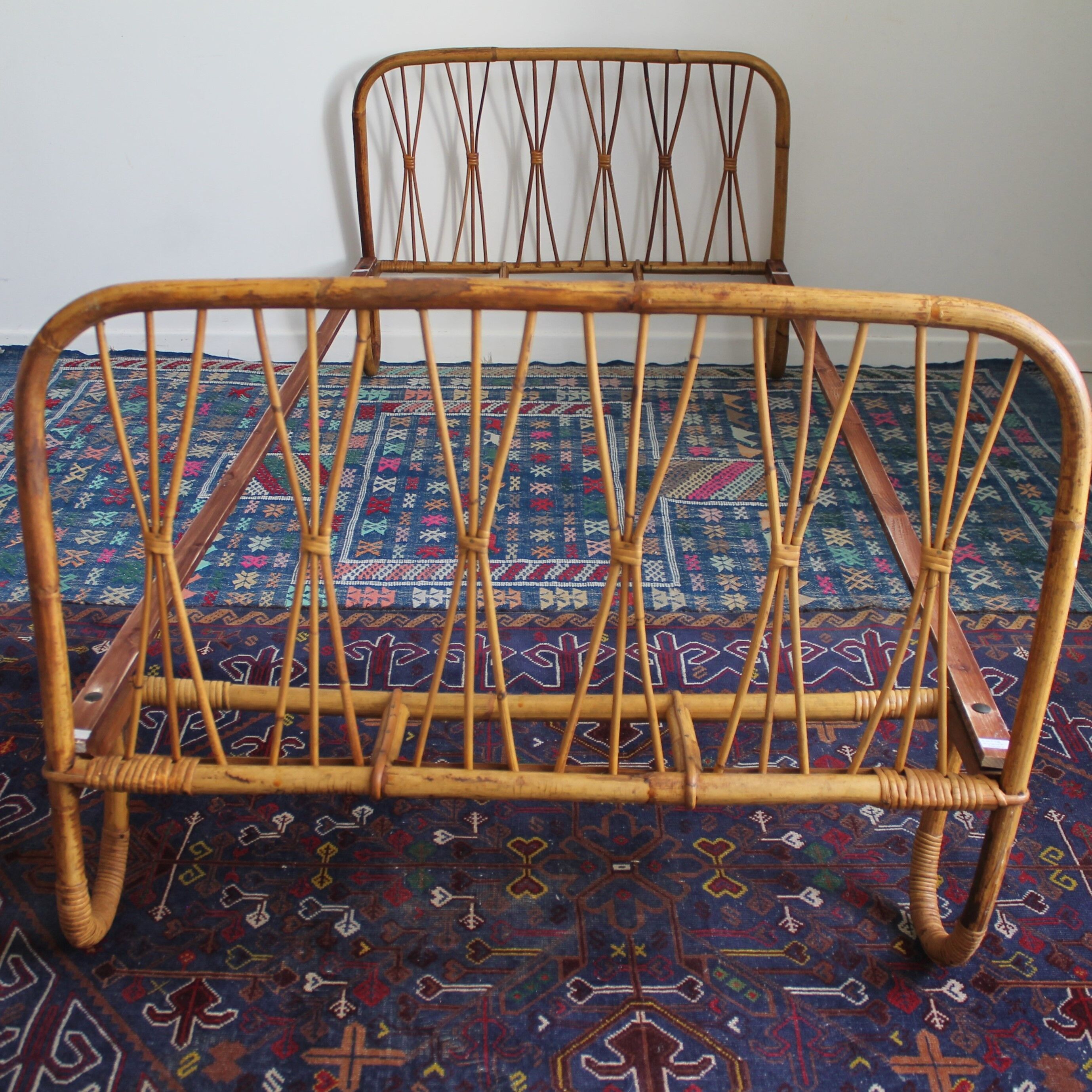 Rattan bed & vintage bamboo