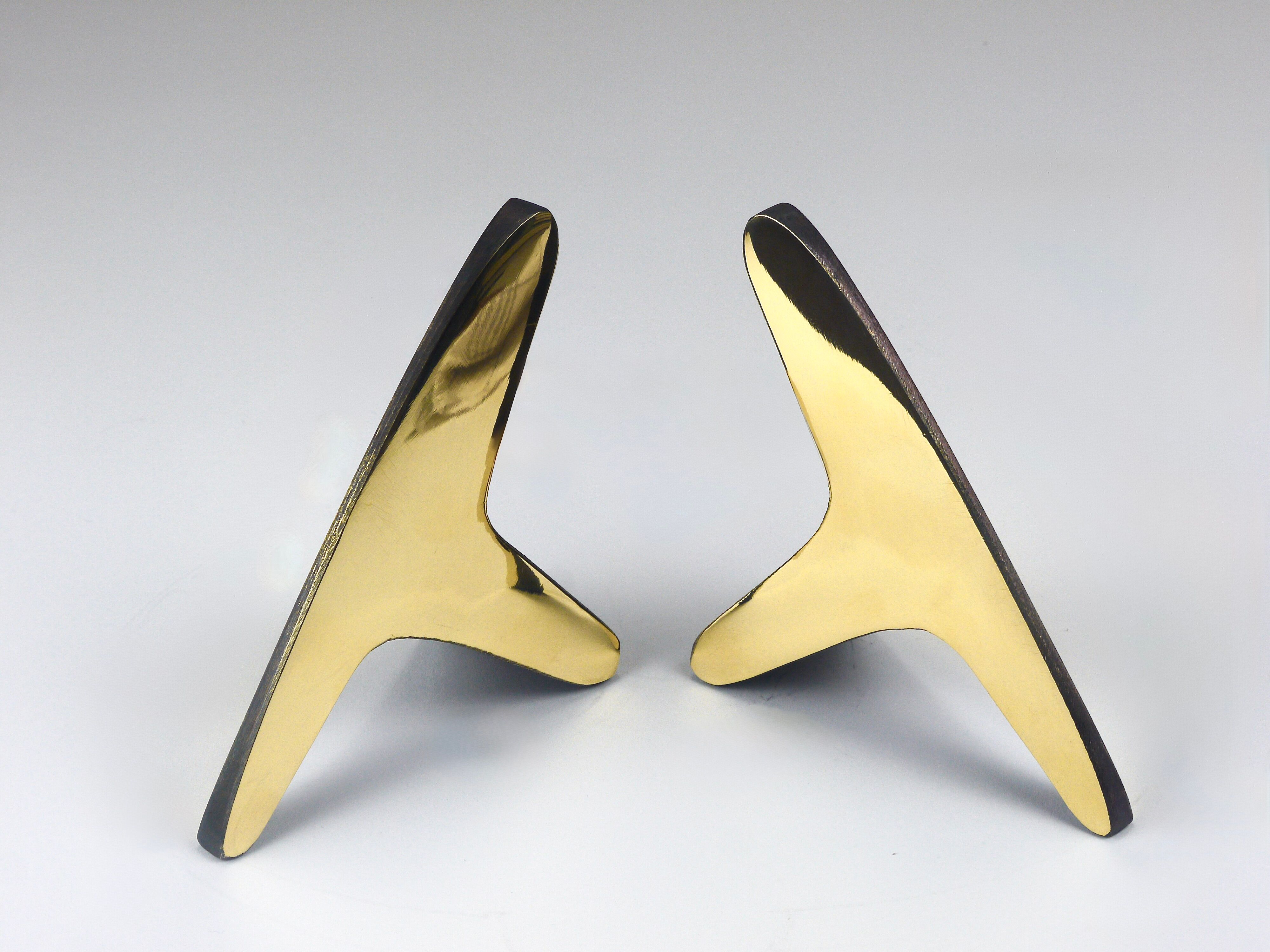 Pair Carl Auböck Minimalist Mid-Century Brass Bookends #3847, Vienna, Austr
