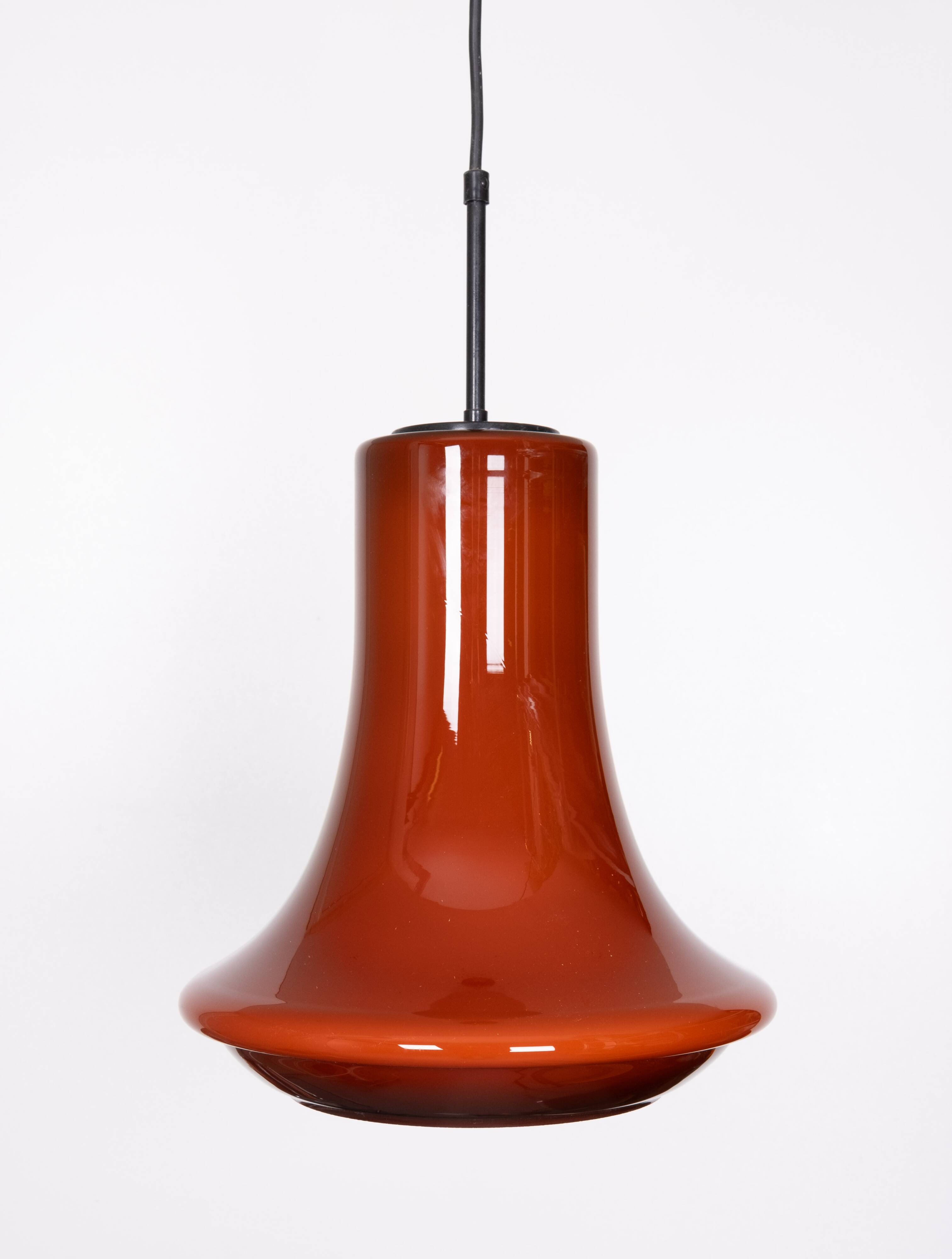 Dark red glass pendant light by Viktor Berndt for Flygsfors Sweden 1960s