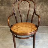Thonet armchair in curved wood and canework, model n18