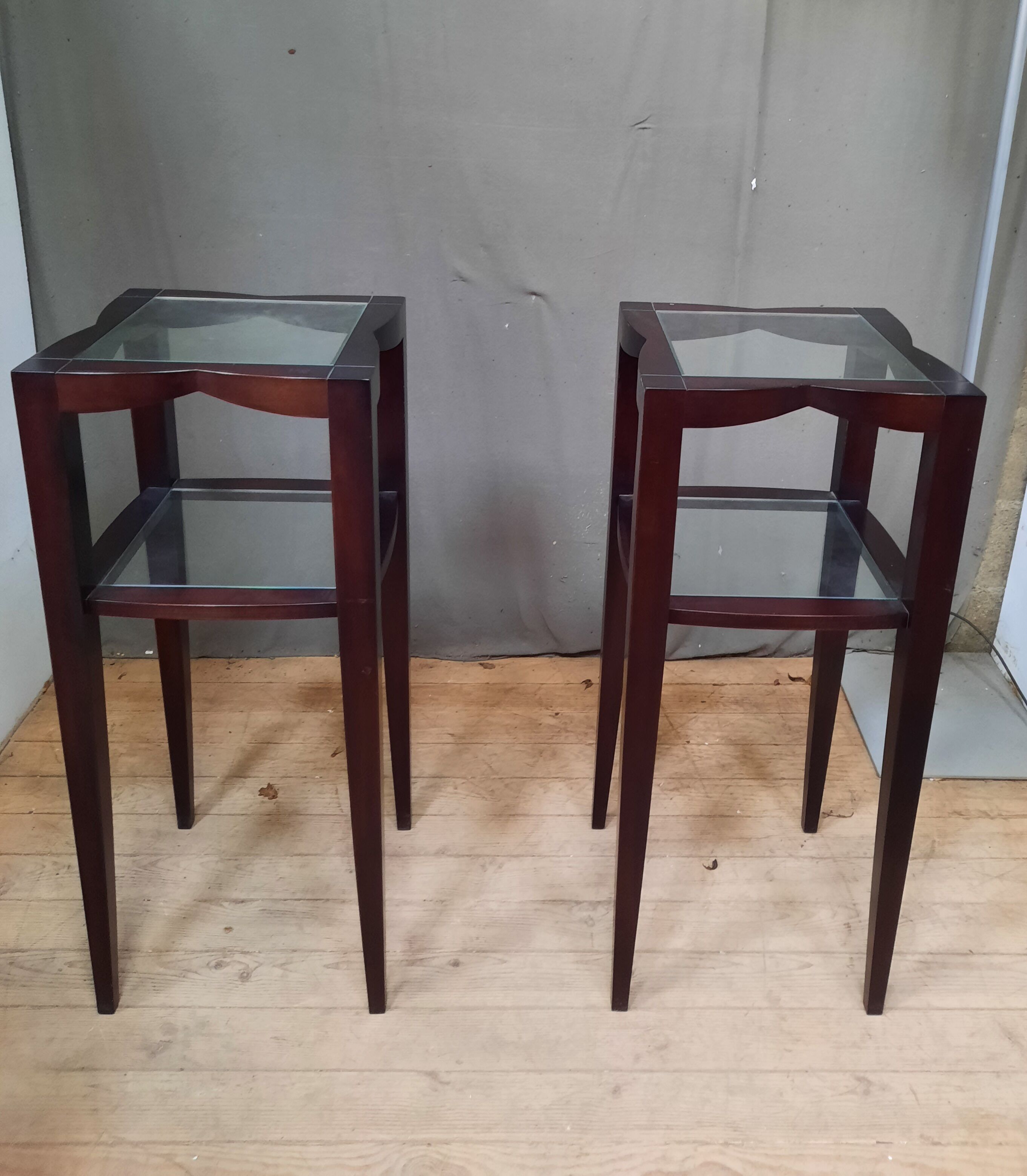Pair of varnished wood selettes