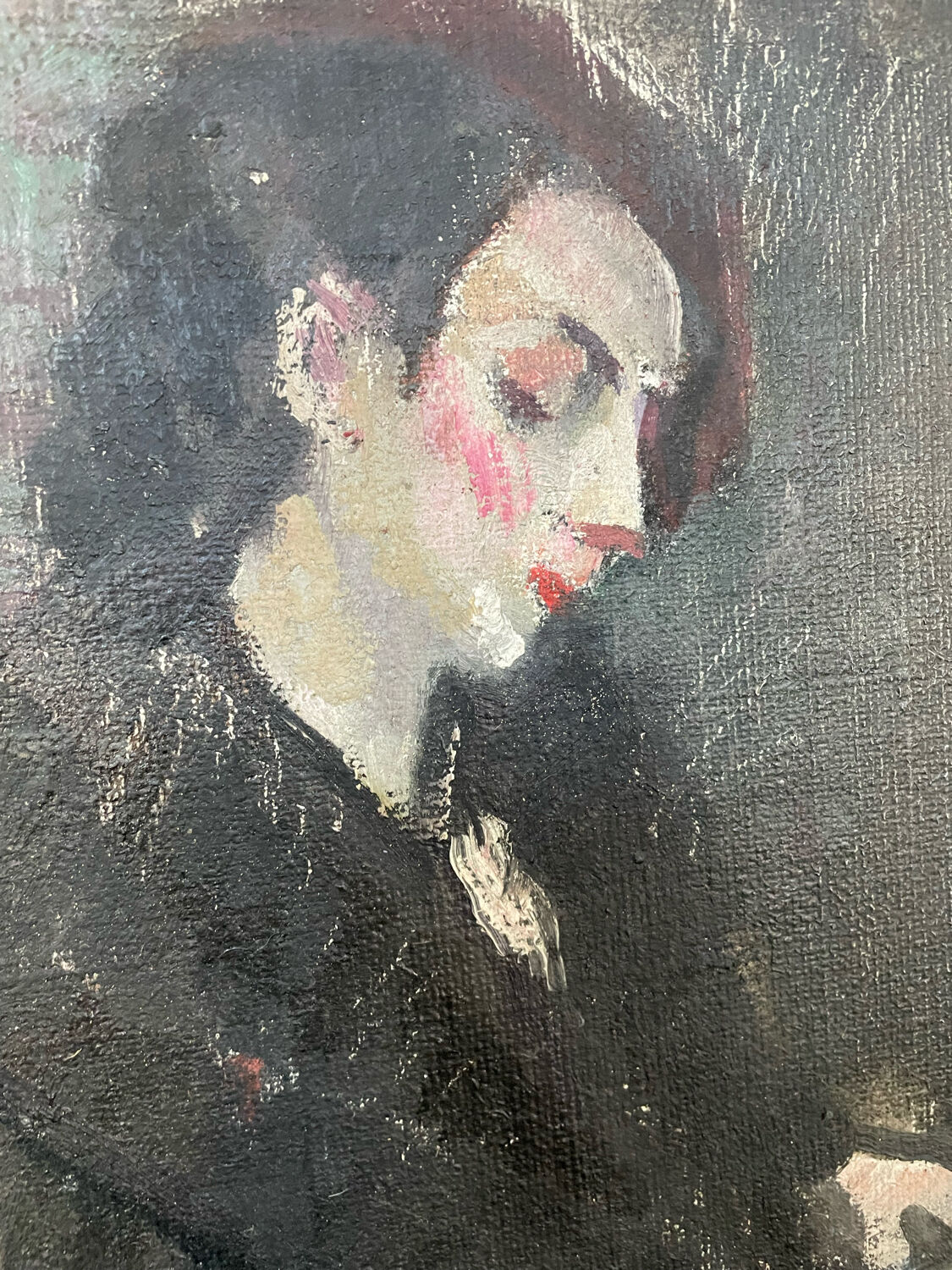 Old painting, portrait of a seated woman