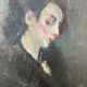 Old painting, portrait of a seated woman