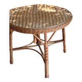 Table d'appoint en rotin / osier tressé - années 1960