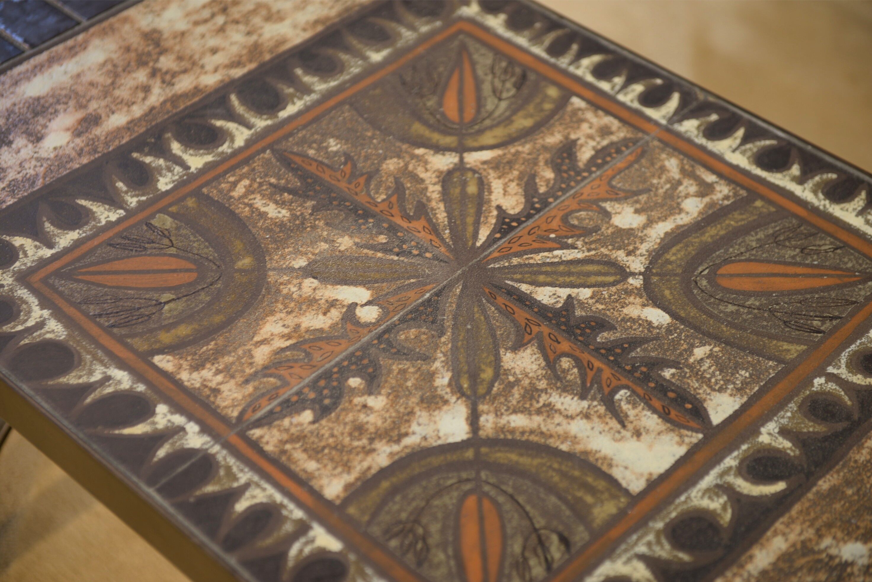 Wrought iron and ceramic coffee table from Vallauris 1950s.