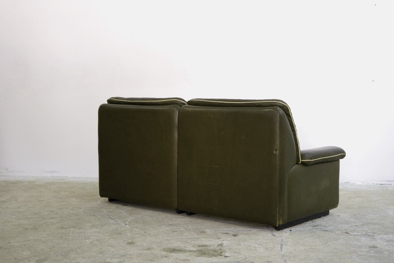 DS 66 Sofa from De Sede in Olive Leather, 1970s