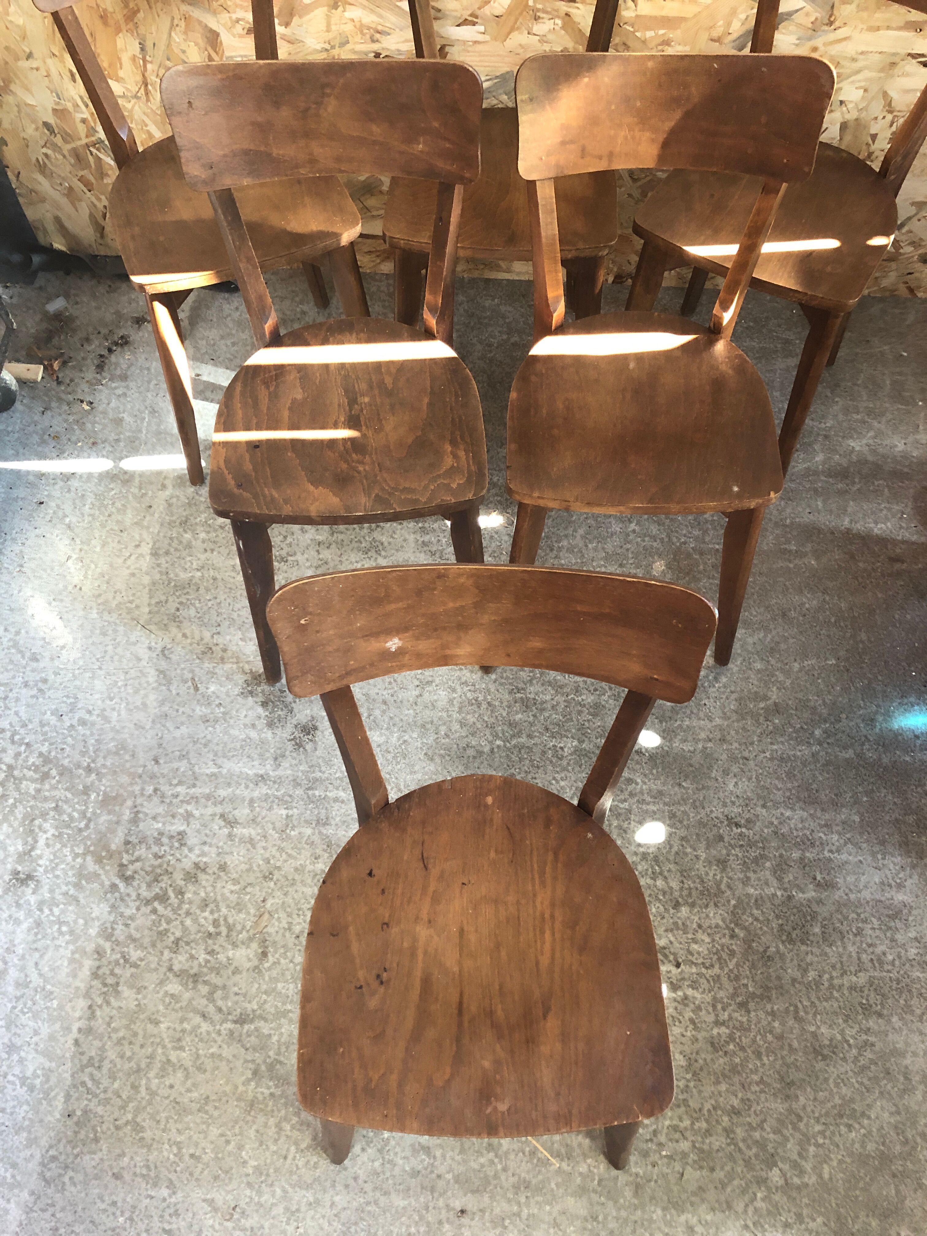 Série de 6 chaises bistrot scandinave bois vintage
