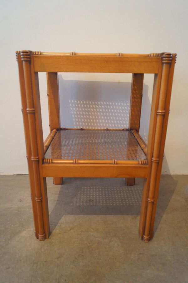 Table d'appoint façon bambou en bois 1960